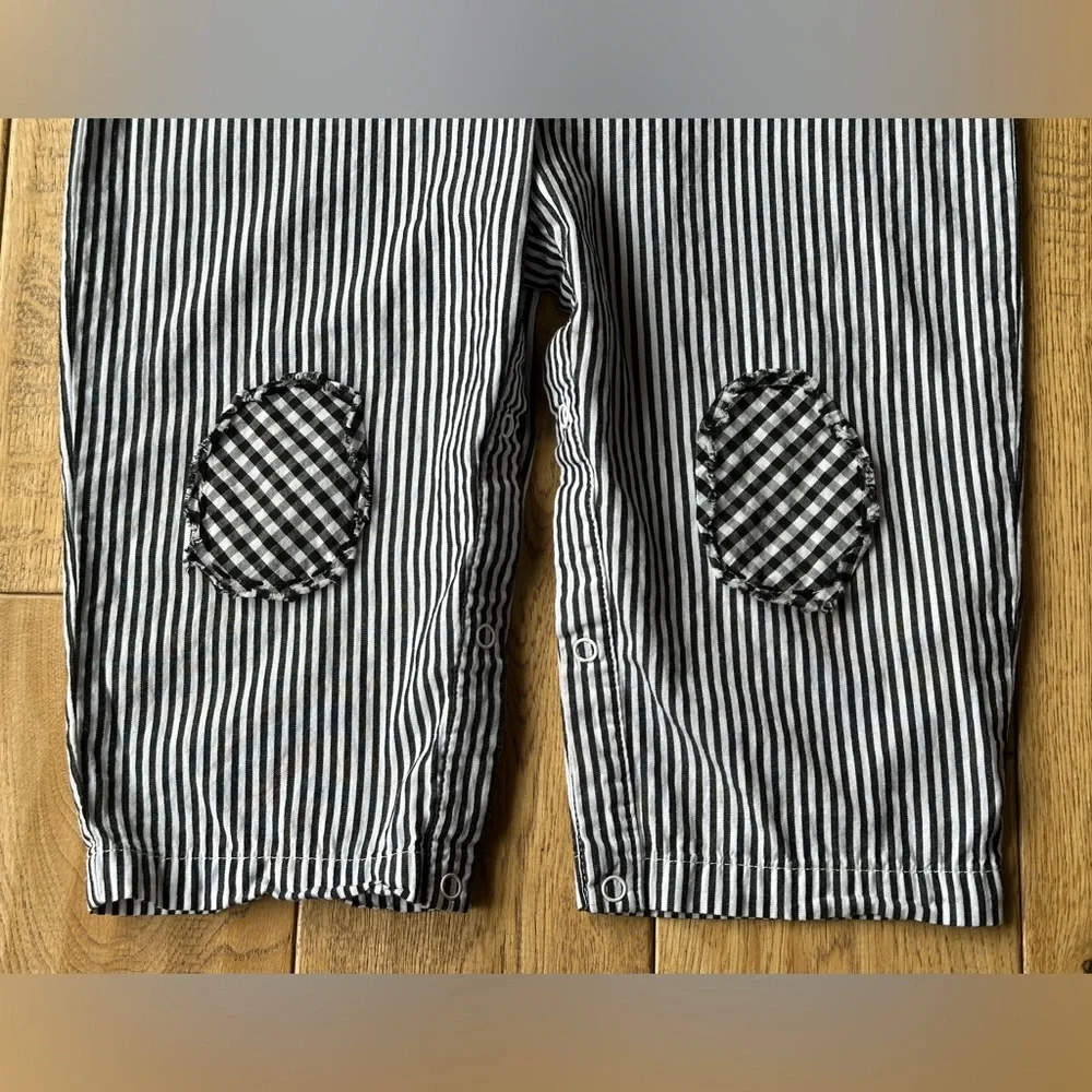 Lil Cactus Black Stripe Boo Halloween Overalls size 2T - Picture 5 of 8